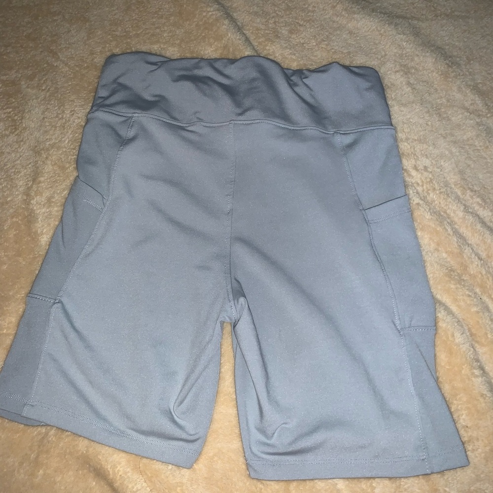 light grey biker shorts with pockets